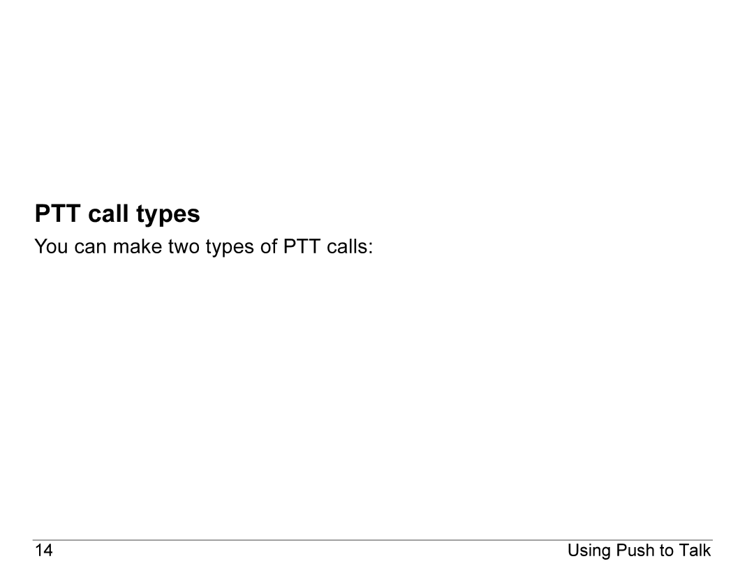 Kyocera KX440 Series manual PTT call types 