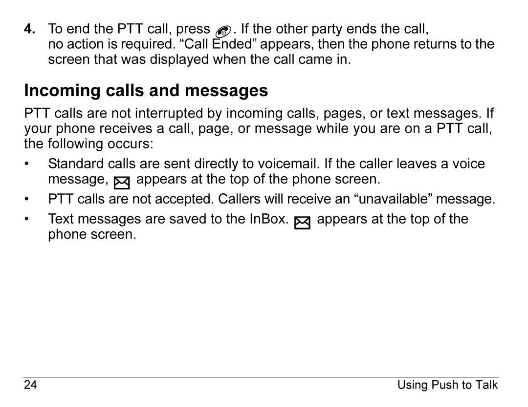 Kyocera KX440 Series manual Incoming calls and messages 