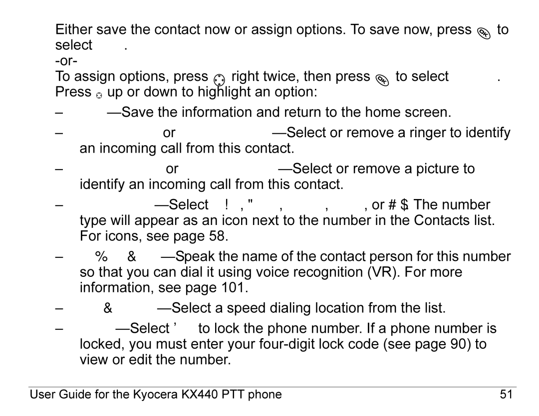 Kyocera KX440 Series manual User Guide for the Kyocera KX440 PTT phone 