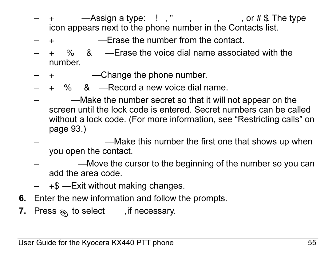 Kyocera KX440 Series manual User Guide for the Kyocera KX440 PTT phone 