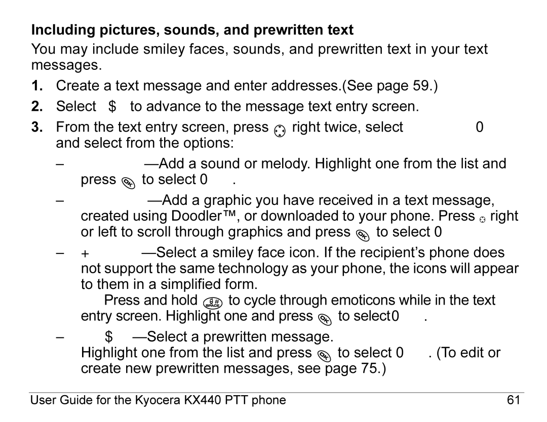 Kyocera KX440 Series manual User Guide for the Kyocera KX440 PTT phone 