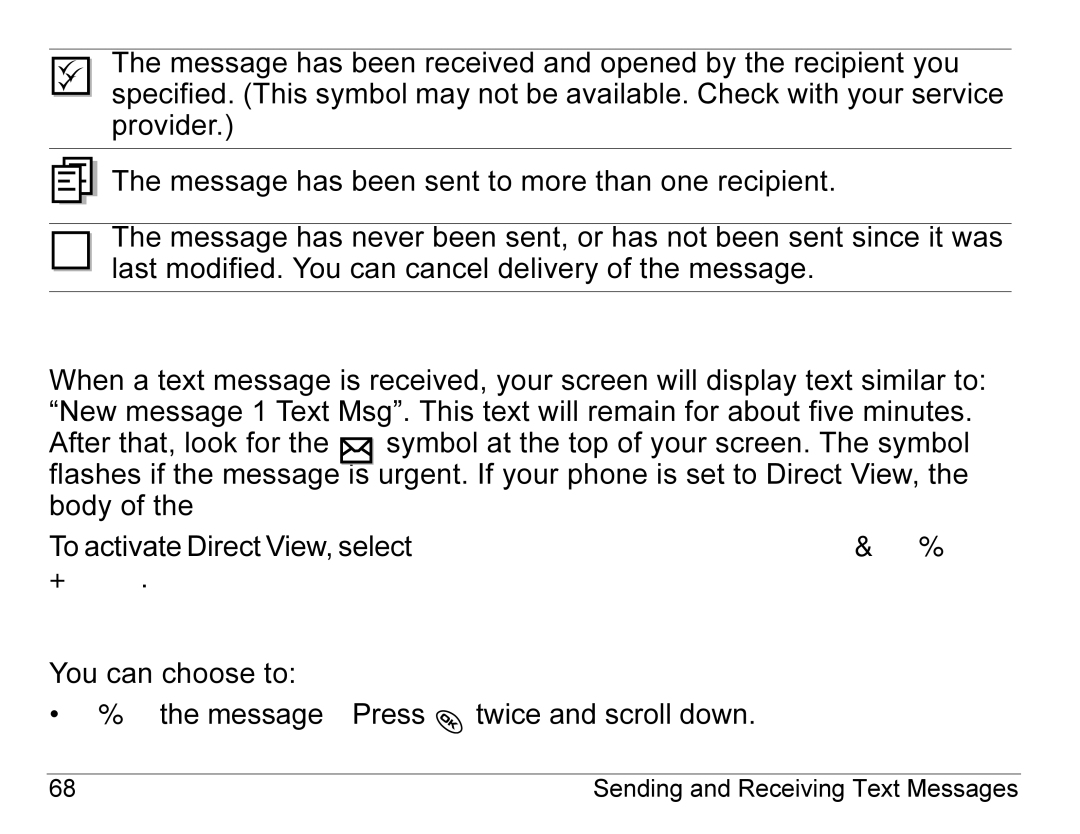 Kyocera KX440 Series manual Retrieving text messages, If you see the New Message note 