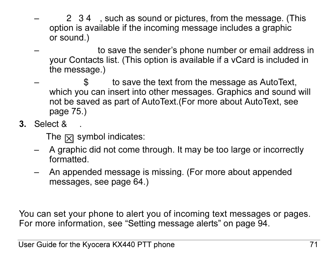 Kyocera KX440 Series manual Setting message alerts 