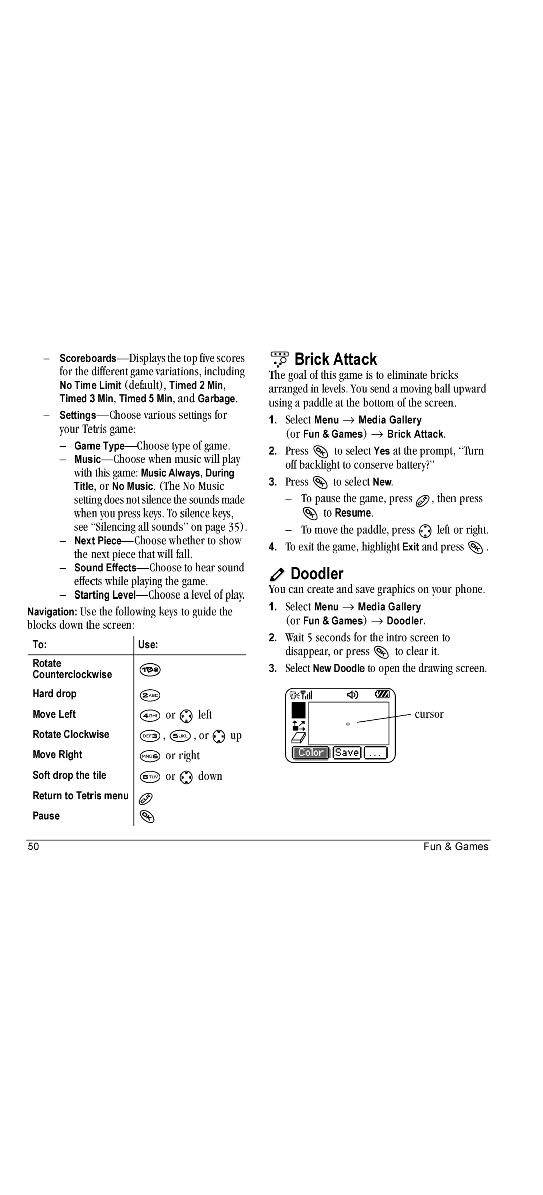 Kyocera KX440 manual Brick Attack, Doodler 