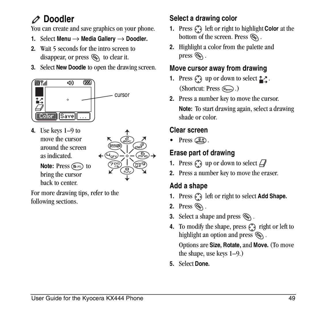 Kyocera KX444 manual Doodler 