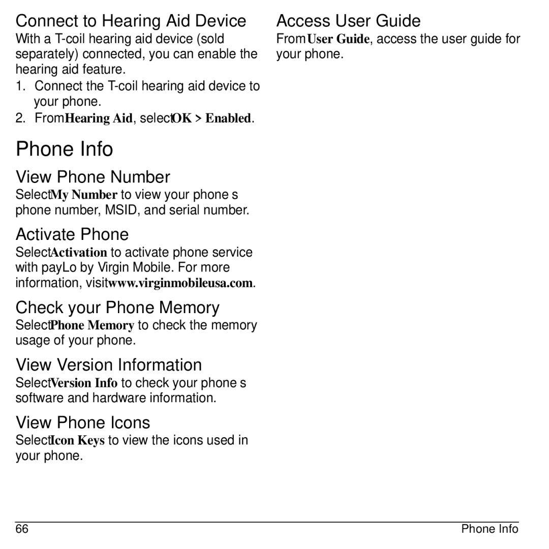 Kyocera KYOCERA S2100 manual Phone Info 