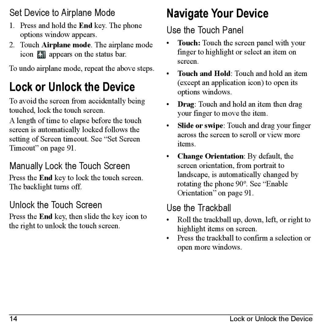 Kyocera M6000 manual Lock or Unlock the Device, Navigate Your Device 