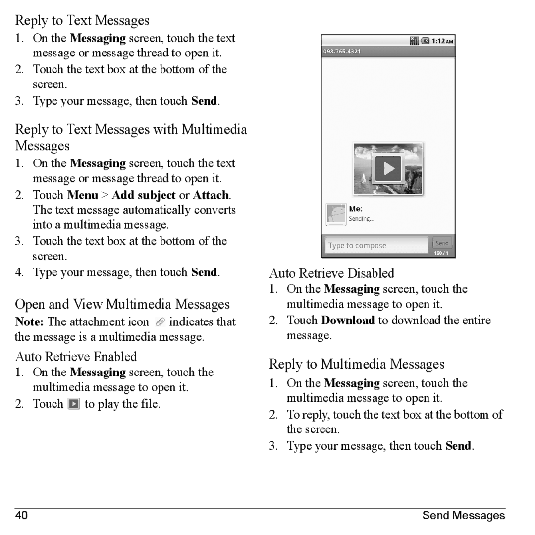 Kyocera M6000 manual Reply to Text Messages with Multimedia Messages, Open and View Multimedia Messages 