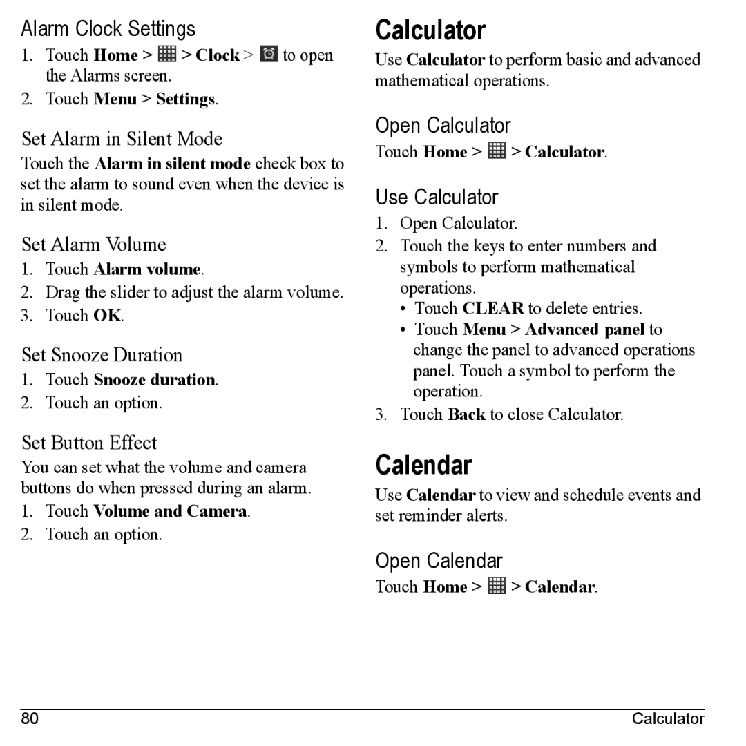 Kyocera M6000 manual Calculator, Calendar 