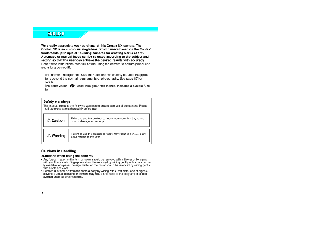 Kyocera NX instruction manual English, Safety warnings 