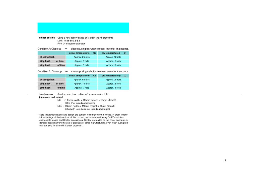 Kyocera NX instruction manual Dimensions and weight 