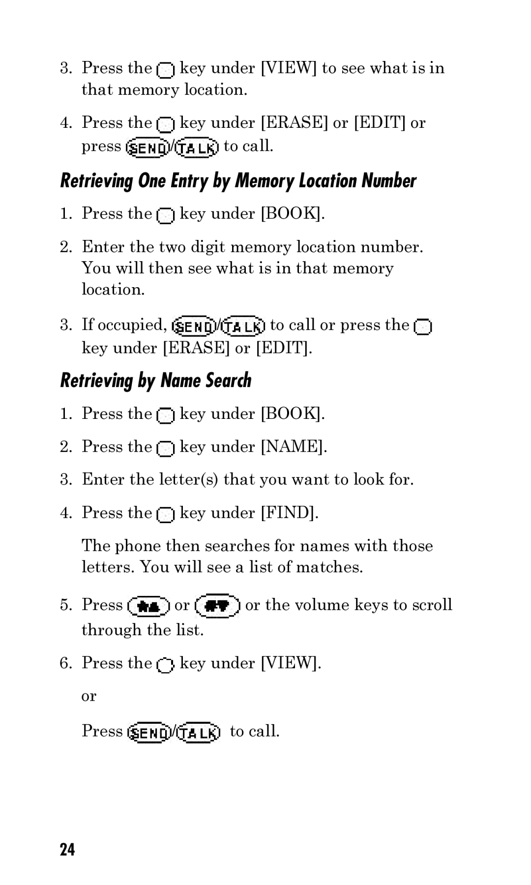 Kyocera Q Phone manual Retrieving One Entry by Memory Location Number, Retrieving by Name Search 