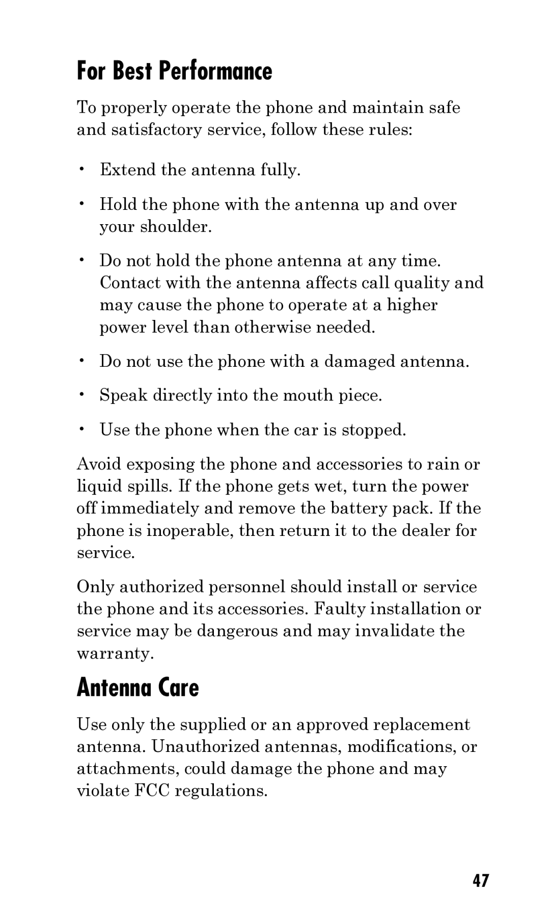 Kyocera Q Phone manual For Best Performance, Antenna Care 