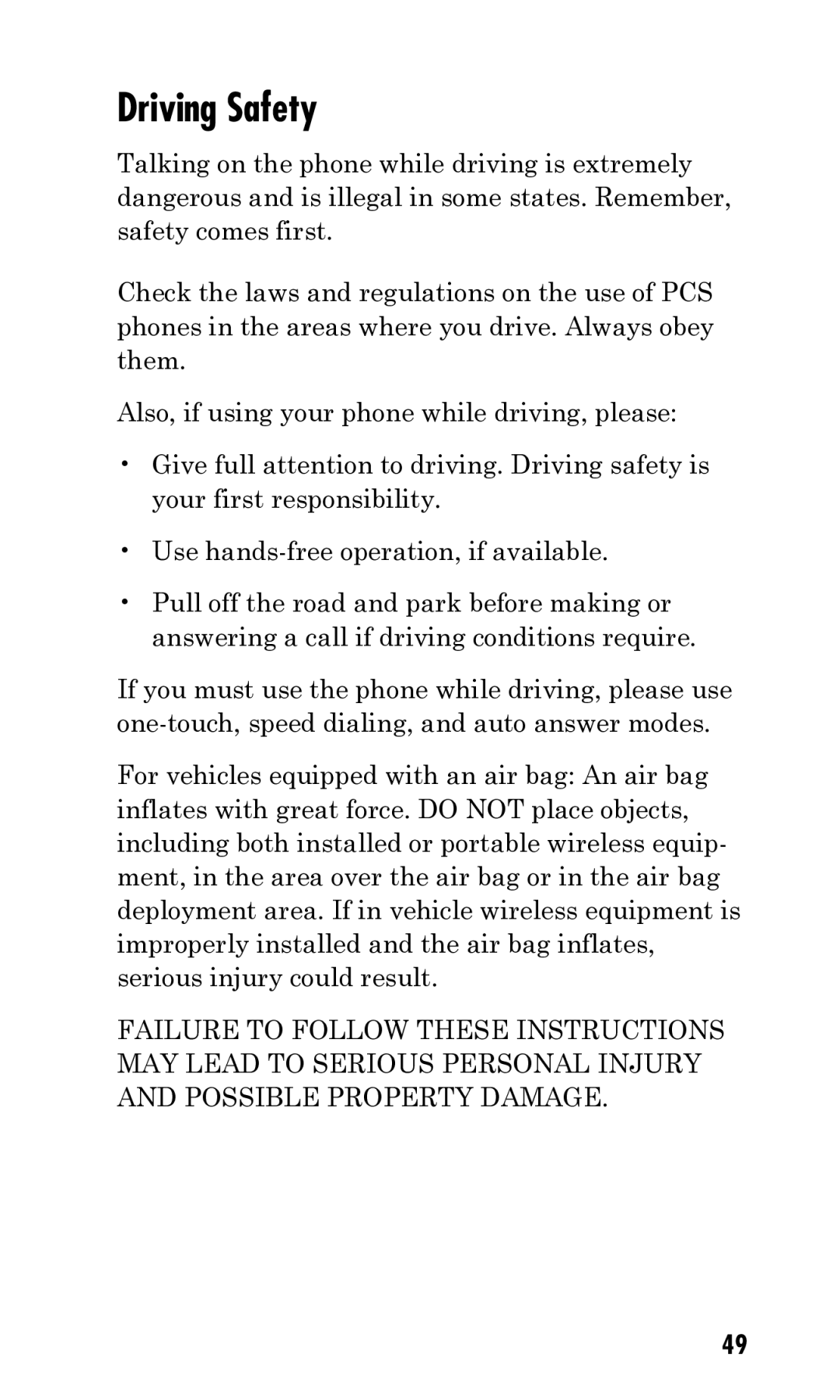 Kyocera Q Phone manual Driving Safety 