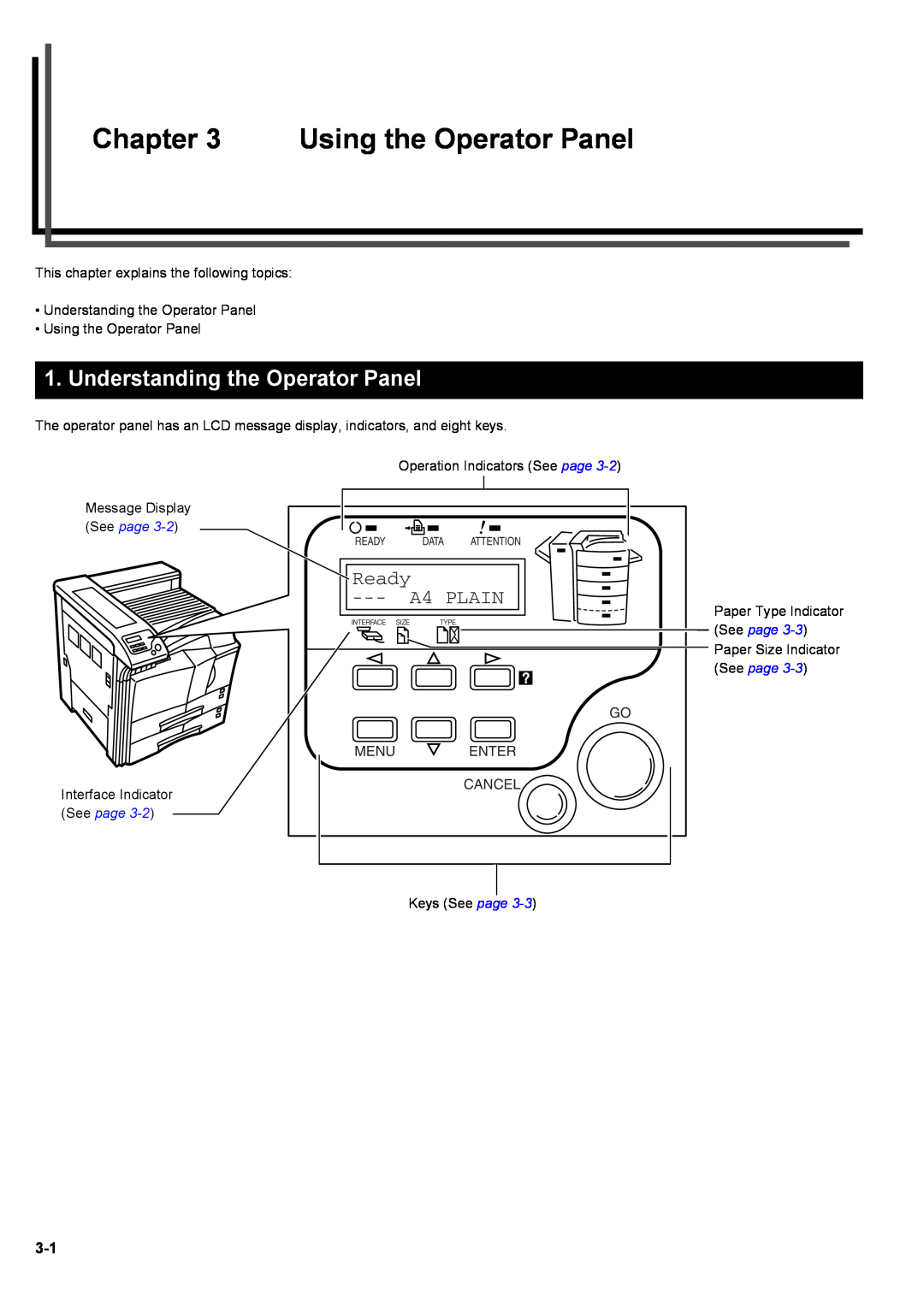 Kyocera S-9100DN manual Using the Operator Panel, Understanding the Operator Panel, Ready A4 PLAIN 