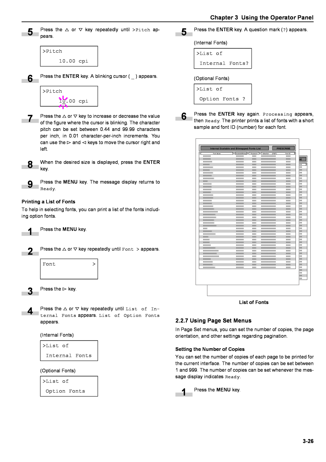 Kyocera S-9100DN manual Using Page Set Menus 