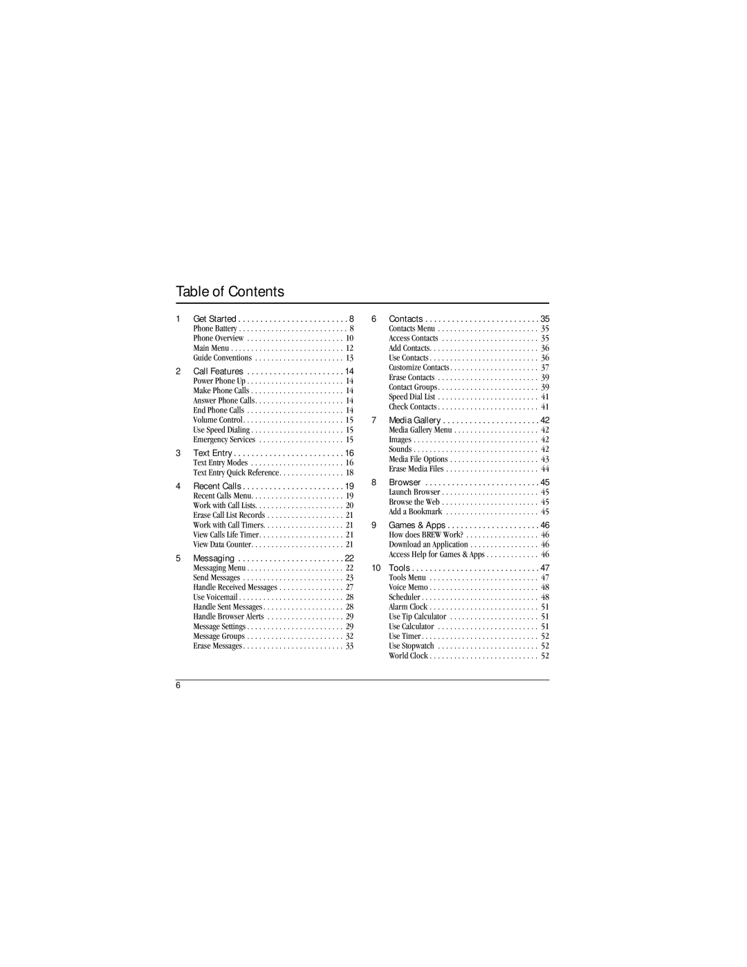 Kyocera S1300 manual Table of Contents 