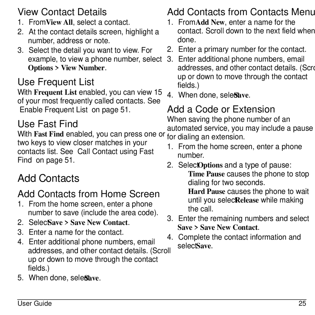 Kyocera S1310 manual Add Contacts 