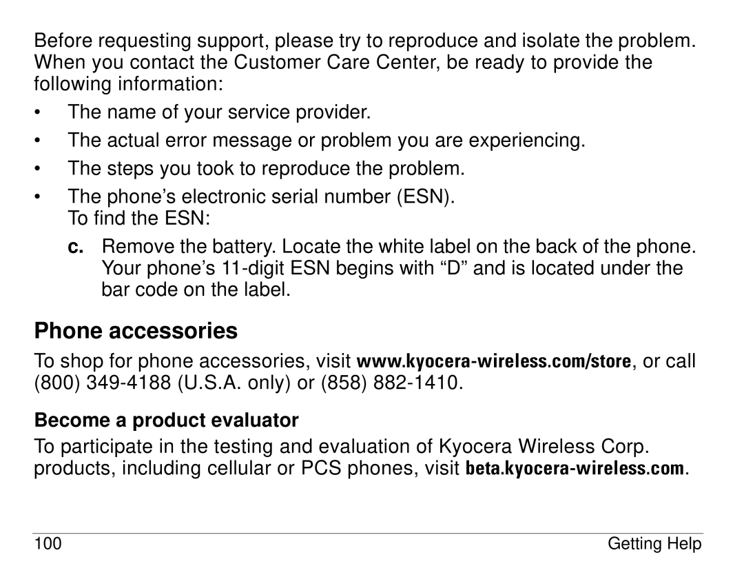 Kyocera S14 manual Phone accessories, Become a product evaluator 