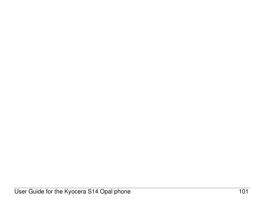 Kyocera manual User Guide for the Kyocera S14 Opal phone 101 