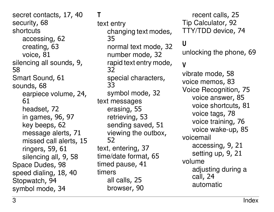 Kyocera S14 manual Index 