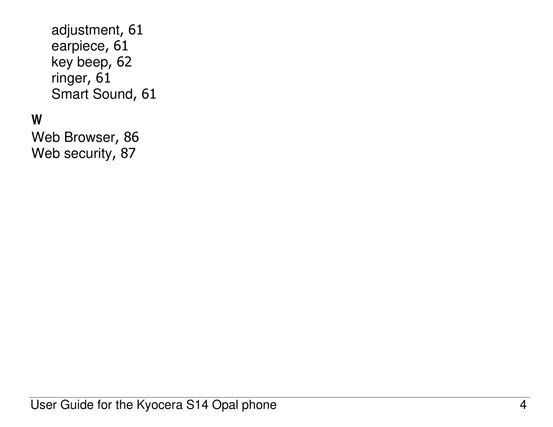 Kyocera manual User Guide for the Kyocera S14 Opal phone 