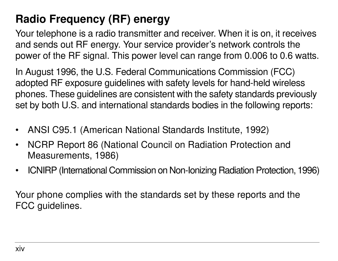 Kyocera S14 manual Radio Frequency RF energy 