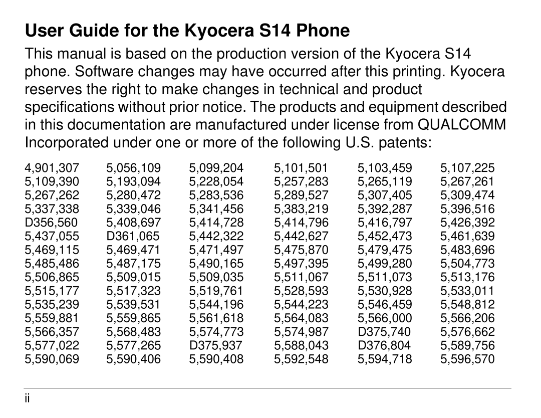 Kyocera manual User Guide for the Kyocera S14 Phone 