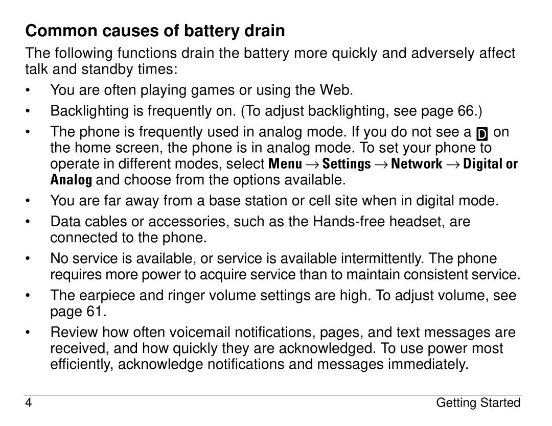 Kyocera S14 manual Common causes of battery drain 