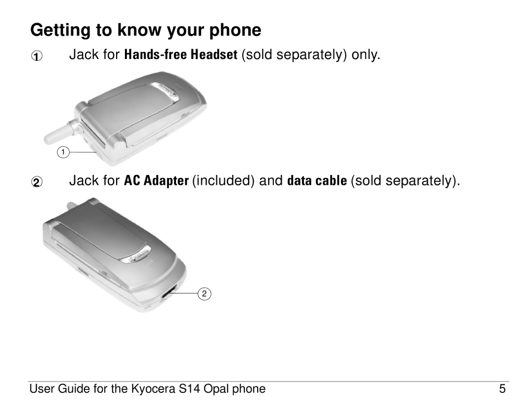 Kyocera S14 manual Getting to know your phone 