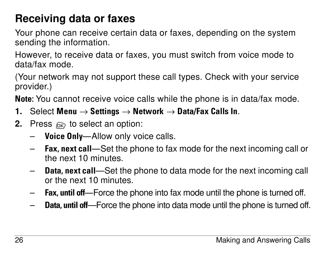 Kyocera S14 manual Receiving data or faxes 