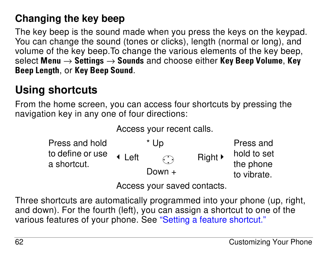 Kyocera S14 manual Using shortcuts, Changing the key beep 