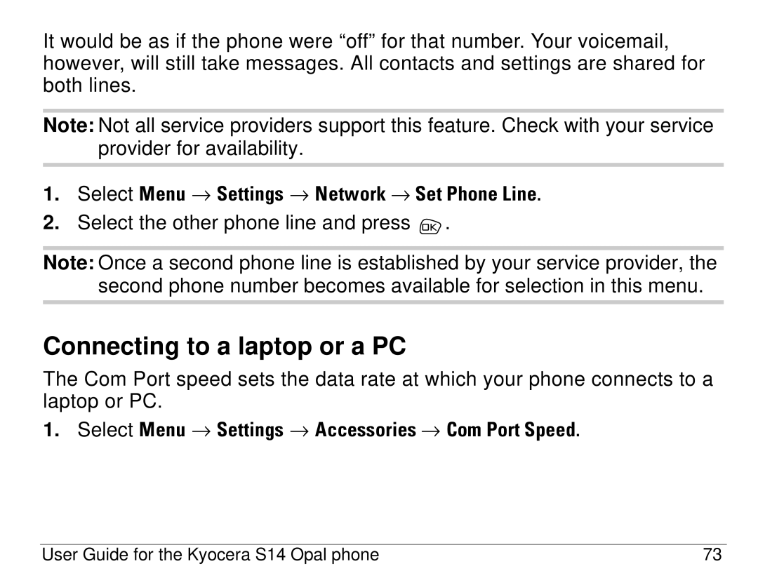 Kyocera S14 manual Connecting to a laptop or a PC 