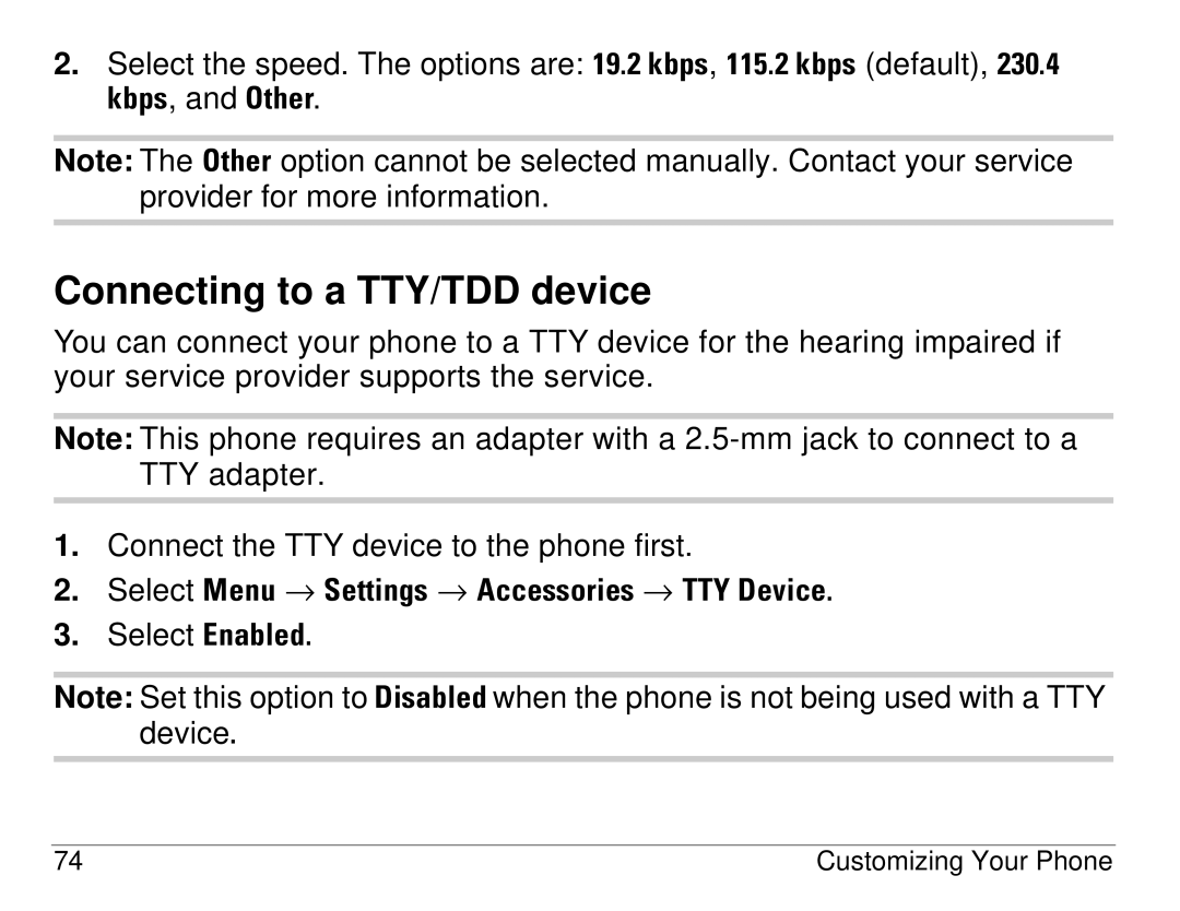 Kyocera S14 manual Connecting to a TTY/TDD device 