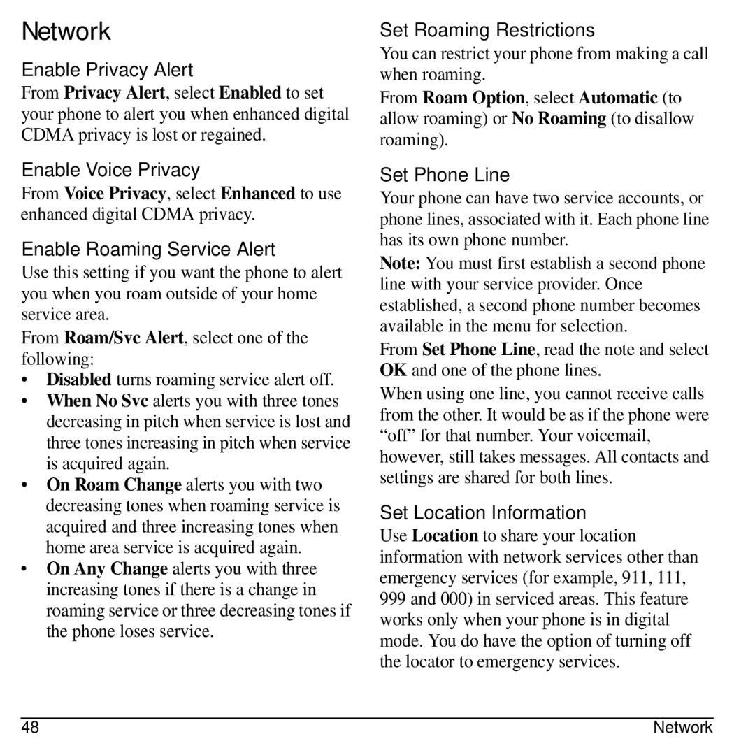 Kyocera S2100 manual Network 