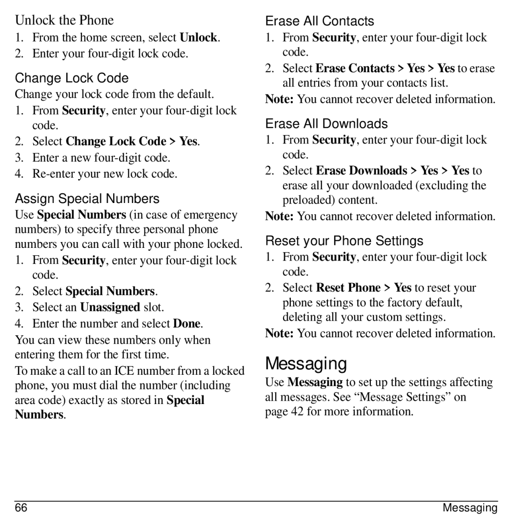 Kyocera S2300 manual Messaging 