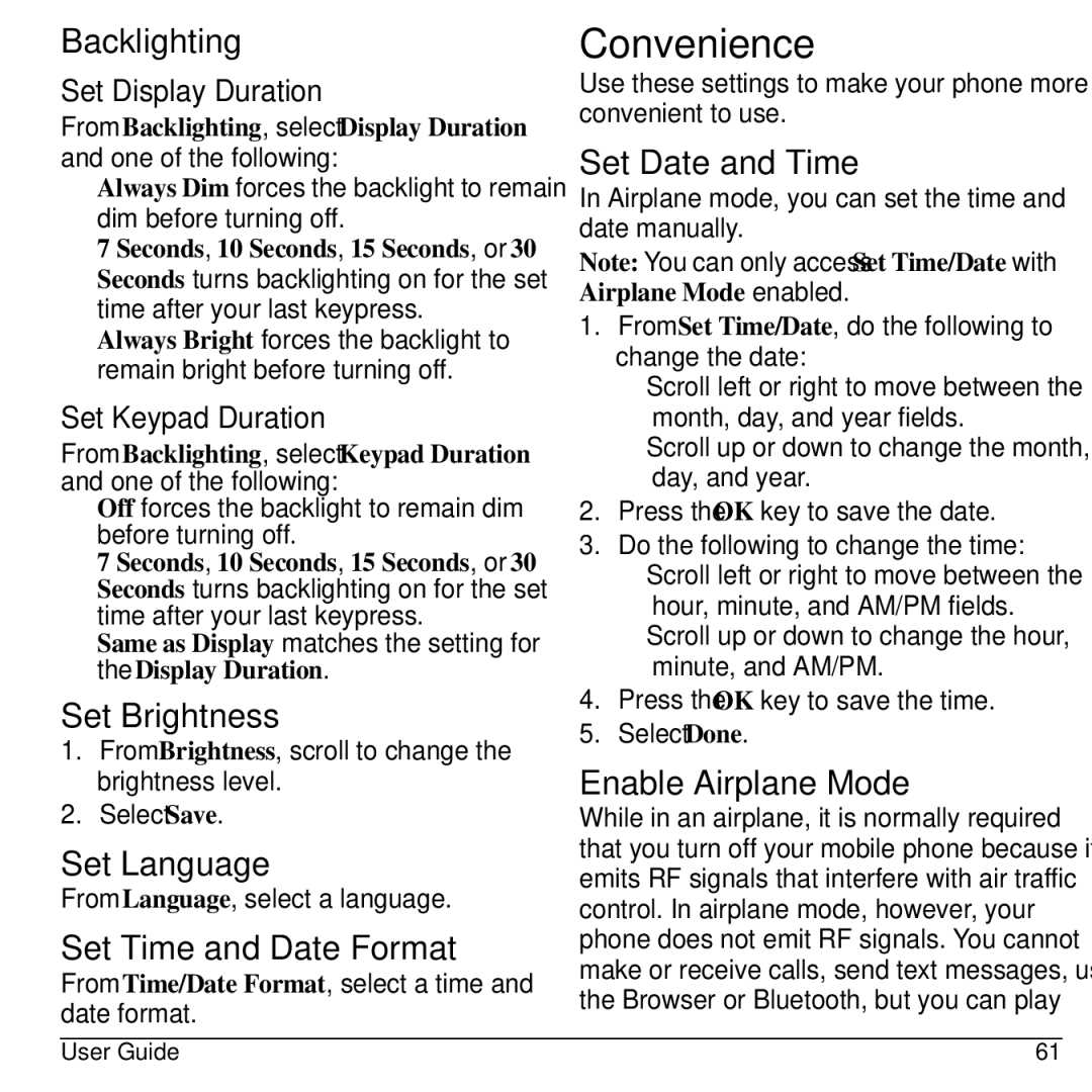 Kyocera S2300 manual Convenience 