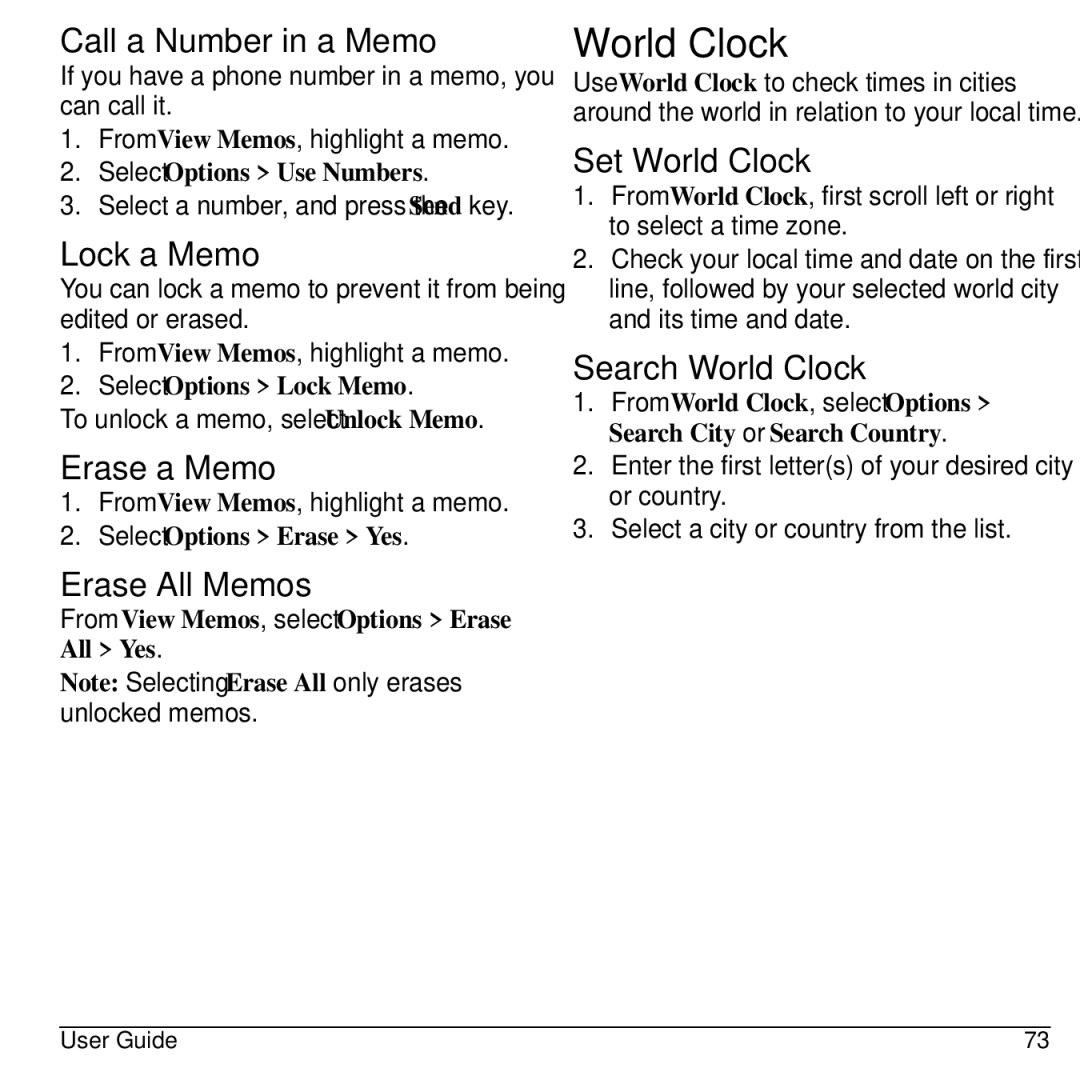 Kyocera S2300 manual World Clock 