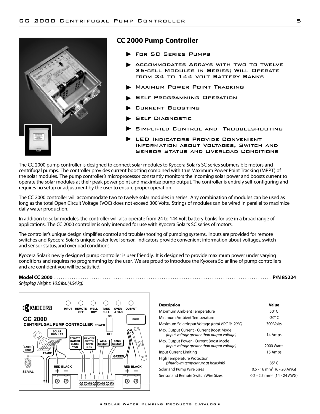 Kyocera SD 3-70, SD 6-35, 85222, 85221 manual CC 2000 Pump Controller 