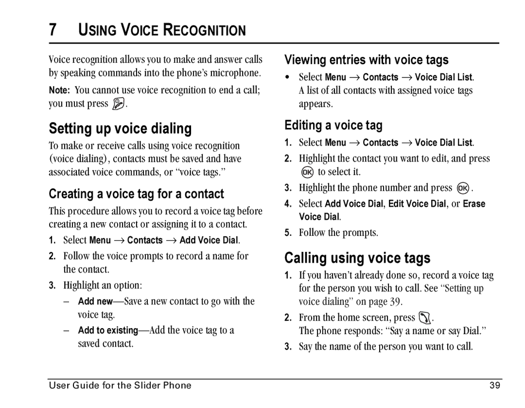 Kyocera SE47 manual Setting up voice dialing, Calling using voice tags, Using Voice Recognition 