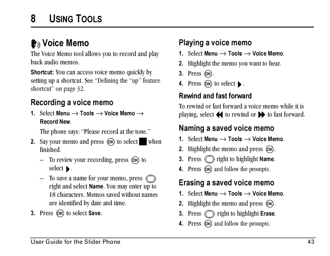 Kyocera SE47 manual Voice Memo, Using Tools 