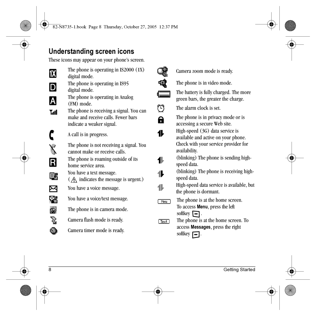 Kyocera SE47 manual Understanding screen icons, Softkey 