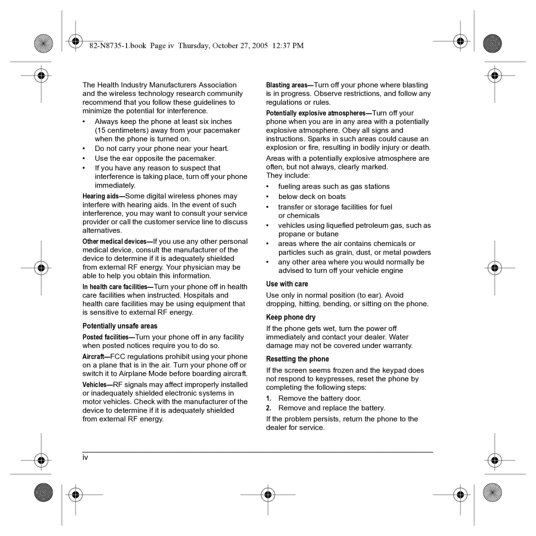 Kyocera SE47 manual Potentially unsafe areas 