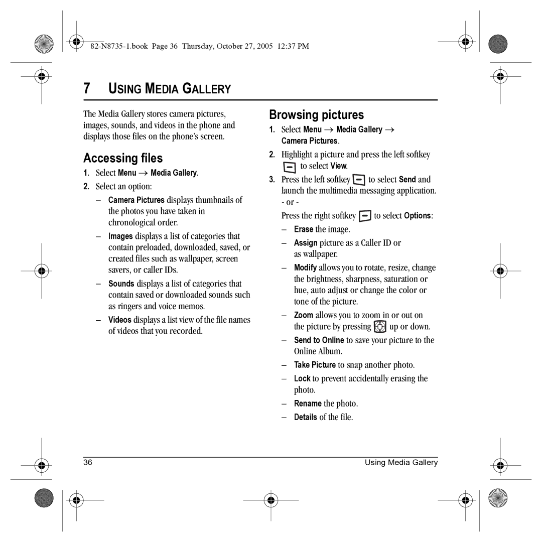 Kyocera SE47 manual Accessing files, Using Media Gallery 