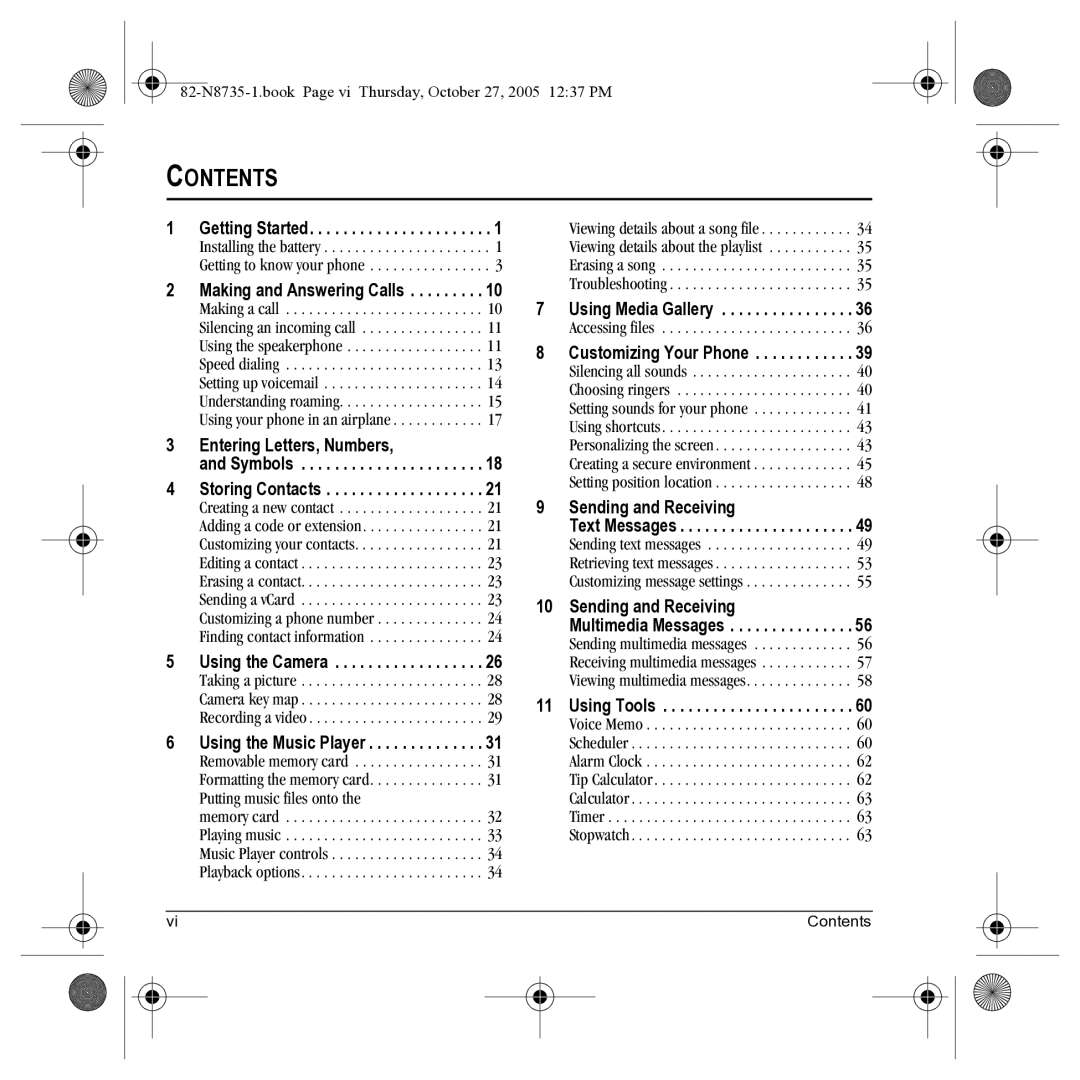 Kyocera SE47 manual Contents 