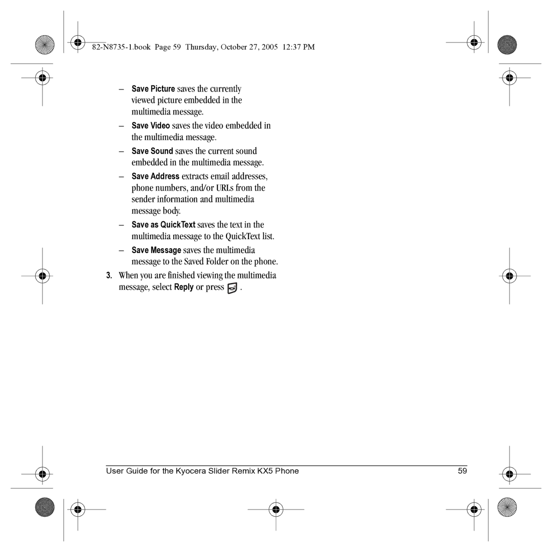 Kyocera SE47 manual 82-N8735-1.book Page 59 Thursday, October 27, 2005 1237 PM 