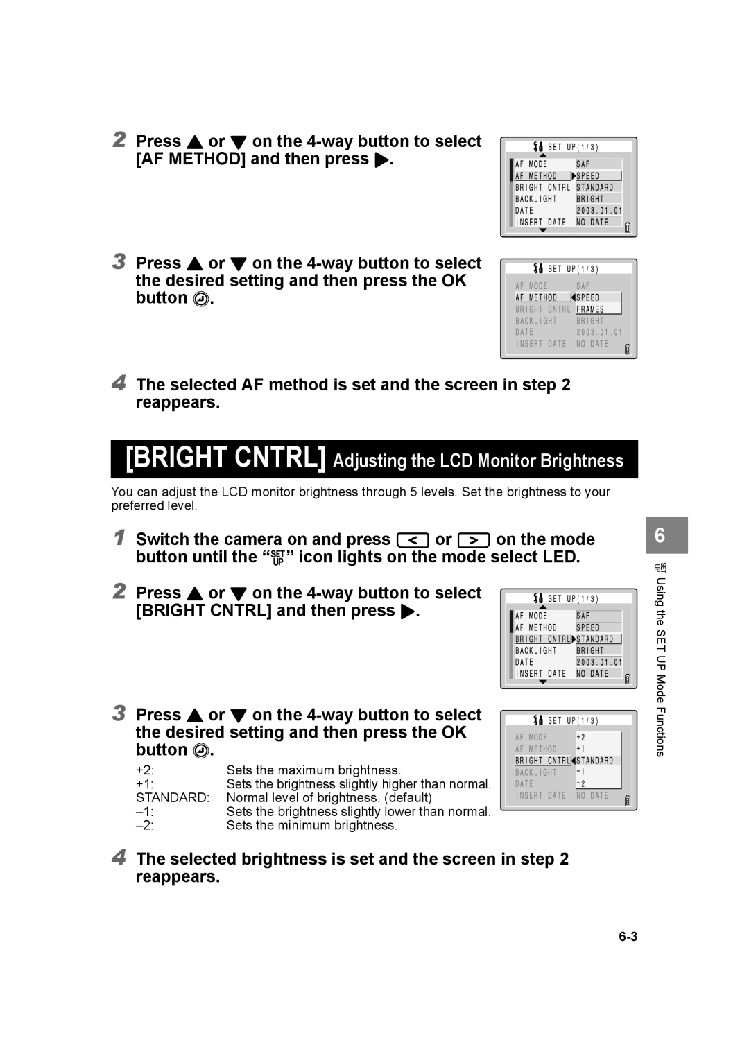 Kyocera SL300R manual Bright Cntrl Adjusting the LCD Monitor Brightness, Standard 