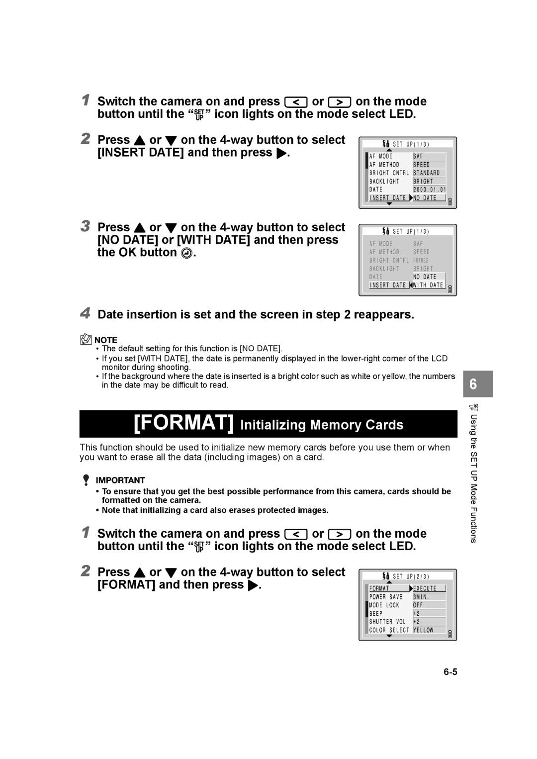 Kyocera SL300R manual Format Initializing Memory Cards, Default setting for this function is no Date 