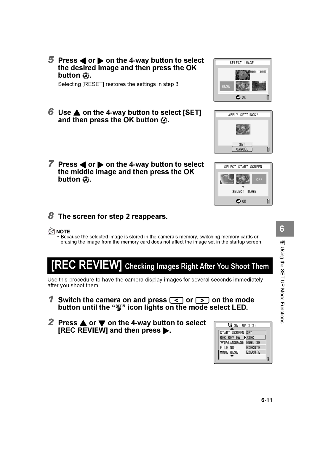 Kyocera SL300R manual REC Review Checking Images Right After You Shoot Them 