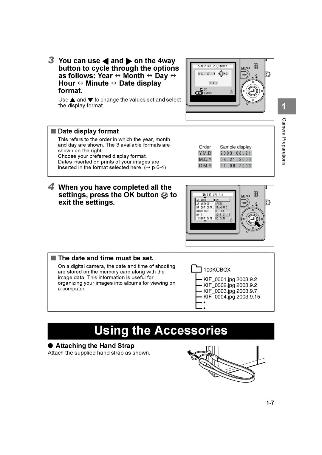 Kyocera SL300R manual Date display format, Date and time must be set, Attaching the Hand Strap 